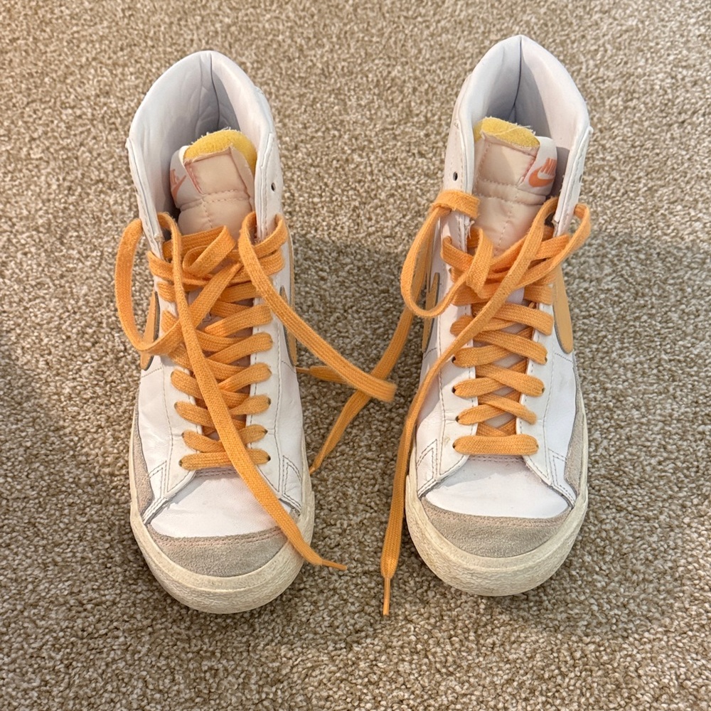 Nike Women's High-Top Sneakers - White and Orange